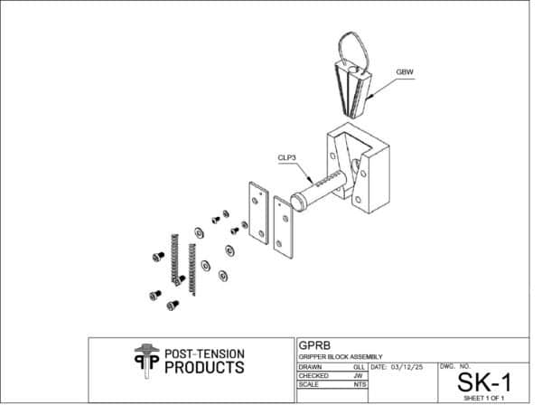 GPRB EZ Feed Strand Winch - Gripper Block Assembly