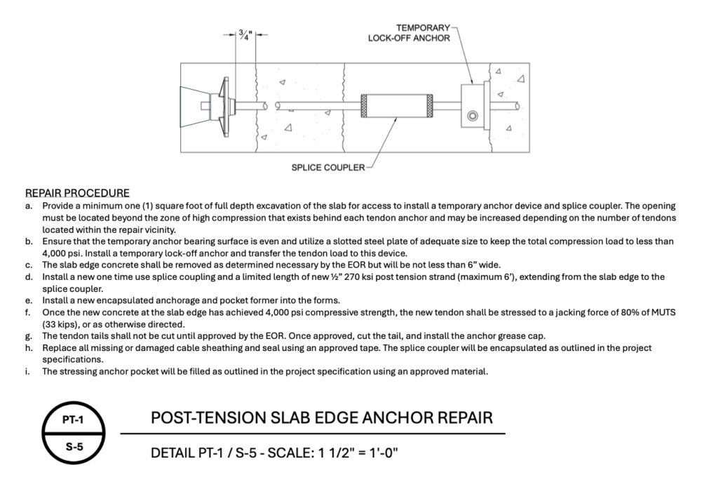Example of bid scope of work detail in the project plans.