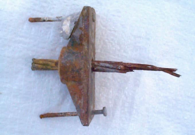 Tendon end that shows cable corrosion due to water intrusion into the cable sheathing